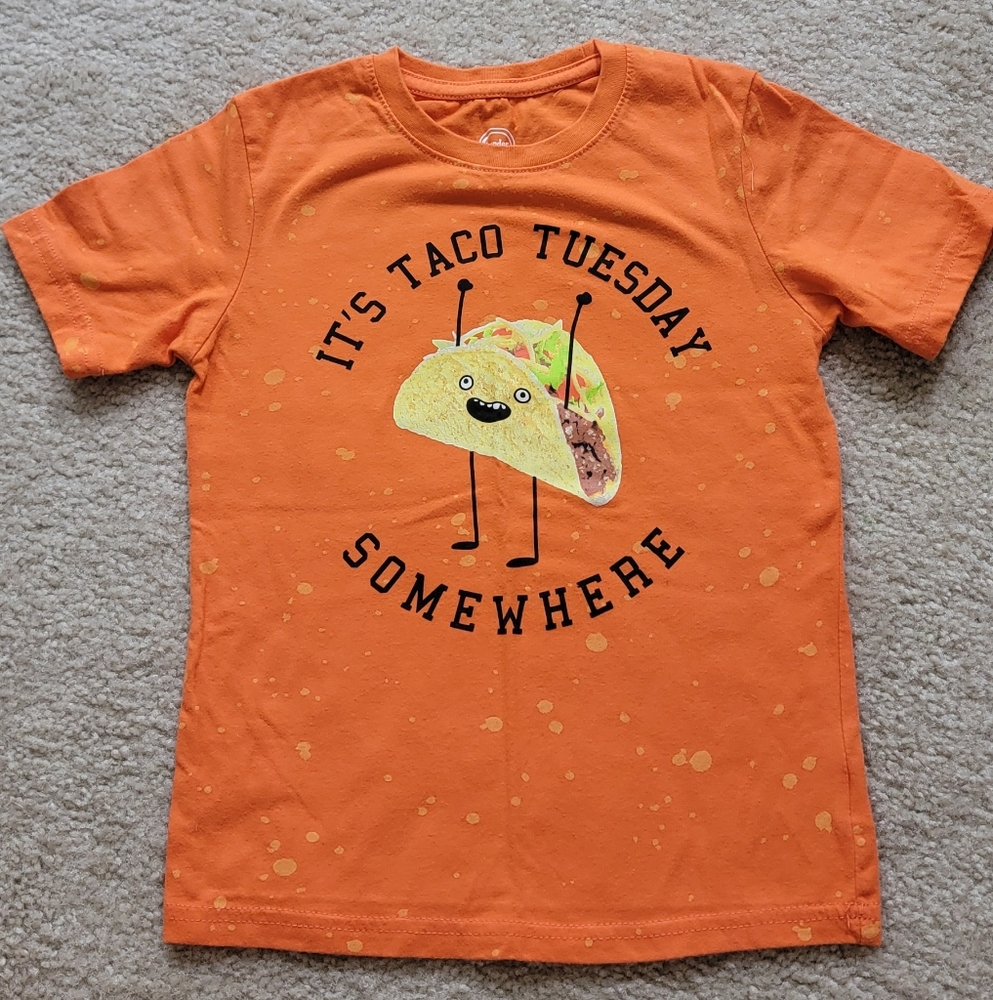 Wonder Nation Kids Orange Taco Tuesday T-Shirt Size S (6/7)